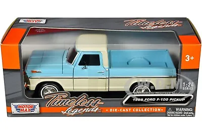 1969 Ford F-100 Pickup Light Blue & Cream 1/24 Diecast Model By Motormax 79315 • $19.99