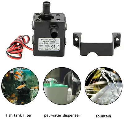 Mini Water Pump DC 12V 3m 240L/H Submersible Pool Tank Brushless Motor Solar • $8.09