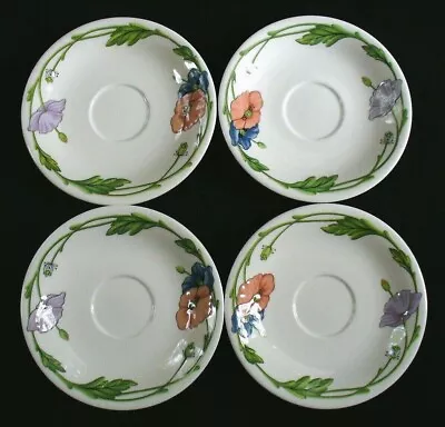 4~Vintage~Villeroy & Boch~AMAPOLA~Poppies~TEACUP~Saucers Only~Made In Germany~EC • $4