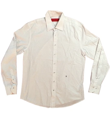 $59.95 • Buy Carolina Herrera Men's Button Front Shirt White Polka Dot CH Logo Size 16.5 Euc