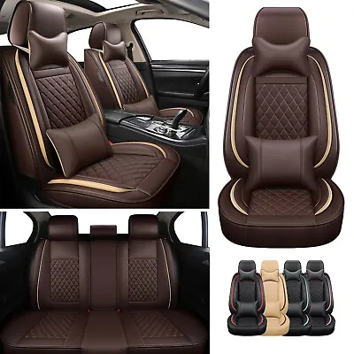 Universal For 5 Seats Car Seat Cover 3D PU Leather Front Rear Full Set Protector • $91.99
