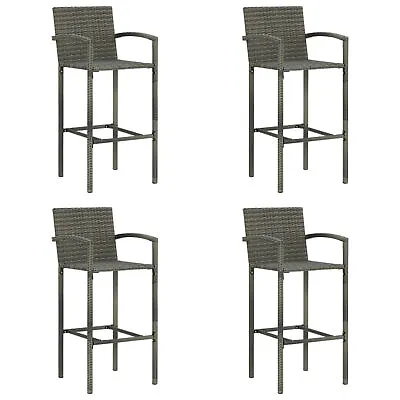 Bar Stools 4 Pcs Grey Poly Rattan X0G5 • £252.99