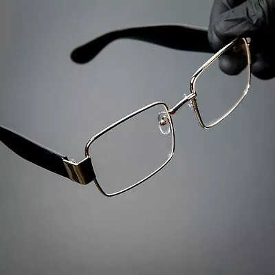 Luxury Black And Gold Square Clear Lens Mens Rectangle Hip Hop Retro Glasses • $12.99