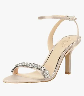 Jewel Badgley Mischka OJAI  Sandals Champagne Pink Satin 8.5 • £25.65