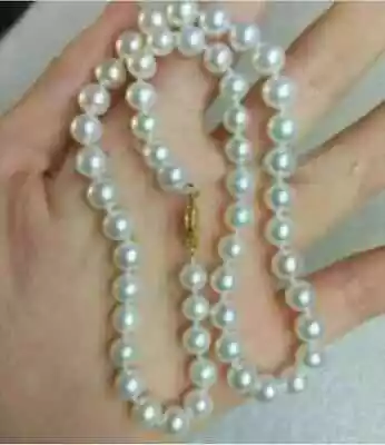 Authentic AAA 9-8mm Cultured Akoya White Pearl Necklace 18in • $29