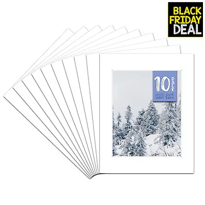 Pack Of 10 16x20 White Picture Mats 8-ply White Core Bevel Cut For 11x14 Picture • $29.99