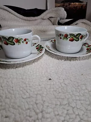 A Pair Of Limoges Strawbury Pattern Tea Cups And Saucers • £15