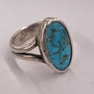 Old Pawn Native American Navajo Sterling Silver Turquoise Mens Ring Sz 13 • $85