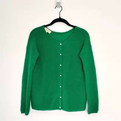 LA MAILLE SEZANE Kelly Green Cardigan Sweater SIZE XXS Bright Luxe Mohair Alpaca • $109