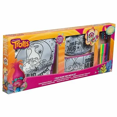 £6.49 • Buy Dreamworks Trolls 3 Pack Childrens Colour Your Own Bags Set. Pack Of 3 Bags 