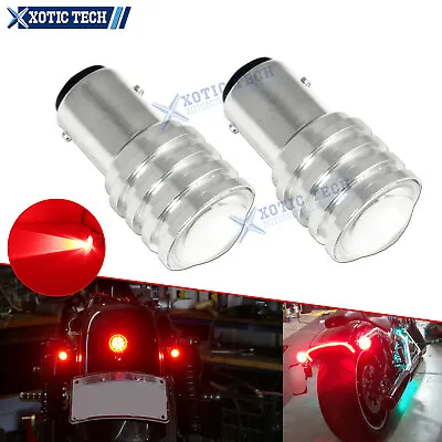 2x 1157 2057 BA15D Pure Red Projector LED Stop Brake Tail Parking Light Bulbs • $7.46