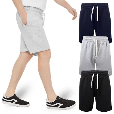 Mens Fleece Shorts Jersey Plain Elasticated Gym Sweat Plus Jogger Jogging S-5XL • £5.98