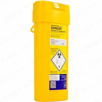 SHARPS GUARD BIN 600ml Disposable Syringe/Needle Travel Insulin Biohazard Box • £7