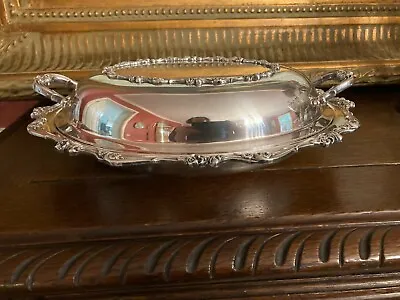 Vintage Silver Plate Covered Serving Dish-WILCOX INTERNAL CO/AMERICAN ROSE/PATT. • $39