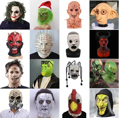 Halloween Carnival Cosplay Latex Mask Fancy Dress Costume Demon Terror Head Mask • £17.30
