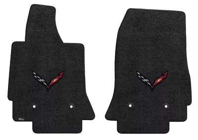 $138.99 • Buy NEW! BLACK FRONT FLOOR MATS 2014 - 2019 CORVETTE C7 Carbon Flash Logo Embroidery