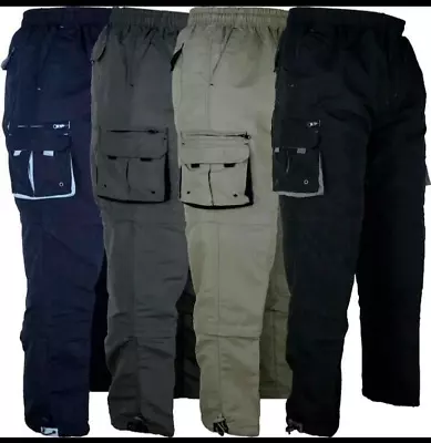 Mens 3 In 1 Elasticated Waist Zip Off Trousers Pants Cargo Combat Shorts Bottoms • £15.95