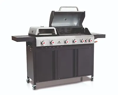 £699.99 • Buy Gas BBQ With Pizza Oven 6 Burner Caliano Black & Stainless Steel By LANDMANN
