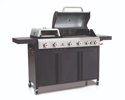£699.99 • Buy Gas BBQ With Pizza Oven 6 Burner Caliano Black & Stainless Steel By LANDMANN