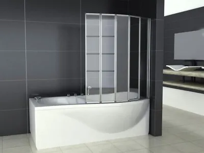 £65 • Buy Aica 900x1400mm 4 Folds Folding Bath Shower Screen Door Panel Over Bathroom