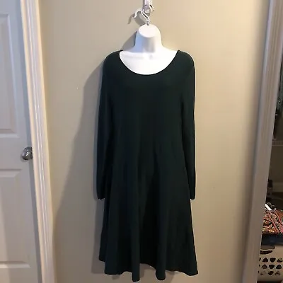 J Jill Sweater Dress  Size Large Long Sleeve Army Green Cotton Knee Length • $28