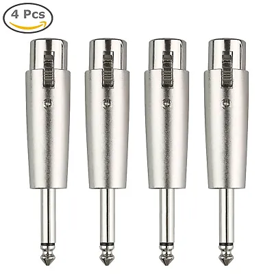 3Pin XLR Female To 1/4  6.35mm Mono Male Plug Audio Cable Mic Adapter 4 Pack • $10.98