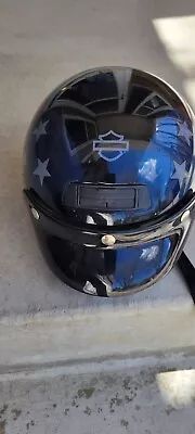 Vtg 2002 Harley Davidson  Americana  Motorcycle Helmet XXL American Flag Black • $40