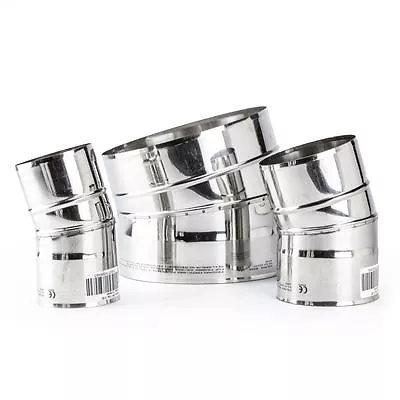 £15.49 • Buy Chimney Flue Elbow Stainless Steel Rigid Pipe Fuel Stoves � 80-250mm 15� - 90�