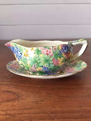 Vintage Royal Winton Somerset Porcelain Gravy Boat And Saucer AS FOUND • $45