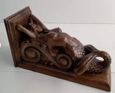 Corbel Mermaid Of Wood Decorative Carved Wooden Corbel 1pc Wall Hanging Decor • $189