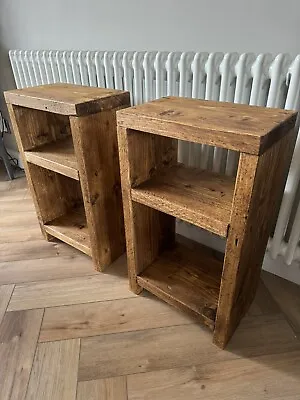 Rustic Solid Wood Pair Of Bedside Tables Side Table Unit • £109.99