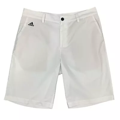 Adidas Golf Shorts Mens 33 White Climalite Tech Flat Front Moisture Wicking • $19.94