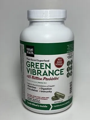 $29.95 • Buy NEW Vibrant Health, Green Vibrance, Vegan Superfood Pills, 240 Caps