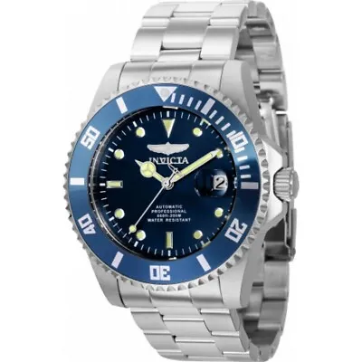 Invicta Pro Diver Blue Dial Silver Tone Automatic/mech Men's 200m Watch-36972 • $99