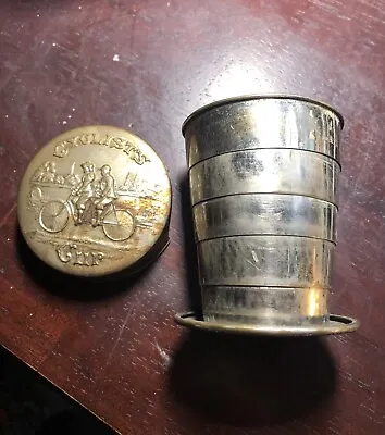 Antique Collapsible  Cyclists Cup  - FREE SHIPPING SILVER COLLECTABLES SILVER • $90.36