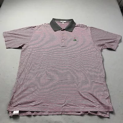 Peter Millar Polo Shirt Mens XL Pink Striped Cotton Merion Golf Club Logo Sewn • $12.50