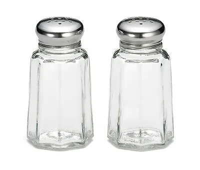 Salt & Pepper Glass Shakers 30ml Panelled With Stainless Steel Top (Set Of 2) • £5.25