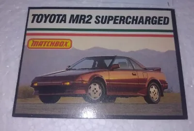 1989 Vintage Matchbox Car Driver Toyota MR2 Supercharged Card 1005  H77 • $2.49