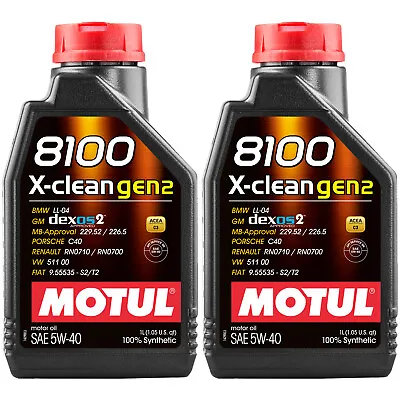 Motul 8100 X-Clean Gen2 SAE 5W40 Full Synthetic 2 Liters Engine Motor Oil 2x1L • $29.96