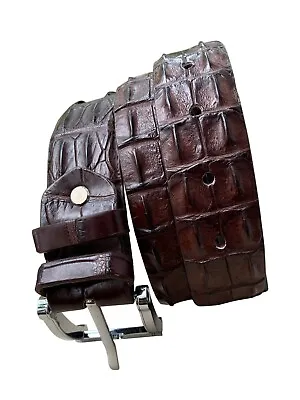 Genuine Alligator Skin Brown Belt Buckle For Men Crocodile Leather Men's Belt • $89