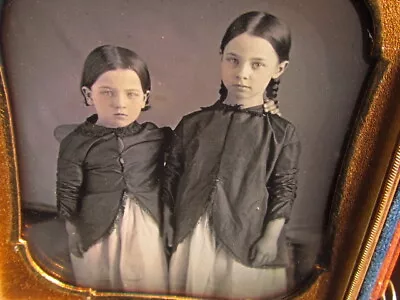 Pair Of Young Sisters Wearing The Same Clothing Daguerreotype Photograph • $49.99