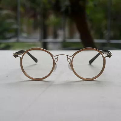 Men's Round Glasses Gold Brown Round Eyeglasses Frame Retro Round Glasses For Me • $34.19