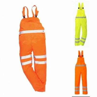 £23.99 • Buy Portwest Hi Viz Bib & Brace Trousers Dungarees Waterproof Workwear Mens