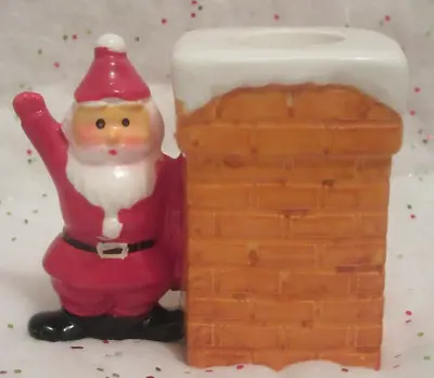 $17.89 • Buy Vintage Christmas Ceramic  Santa Waving Chimney  Candle Holder
