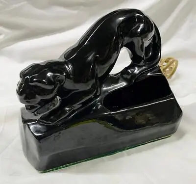 Vtg Black Prowling Panther Ceramic Tv Lamp Night Light Planter Vase 9  Works • $55