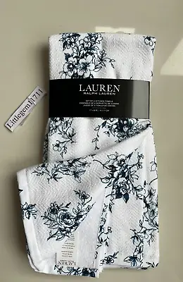 Ralph Lauren Navy Mix Cotton Tea Towel Set Pack Of 2 Kitchen T Towels Terry Back • £14.95