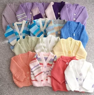 Hand Knitted Baby Cardigans. Selection Of Colours. 0-3months. New. • £4.50