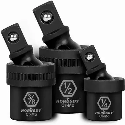 HORUSDY Premium Impact Universal Joint Socket Swivel Set 3Pc Ball 1/2  3/8  1/2  • $17.99