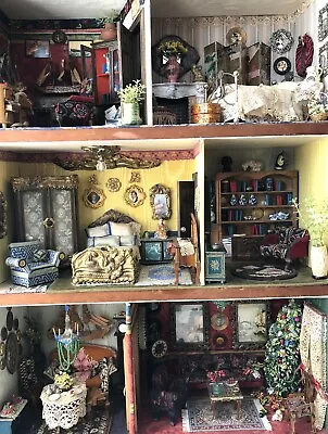 Vintage Dollhouse 3 Floors 6 Rooms Fully Furnished Dollhouse Extraordinary • $2000