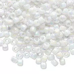 Size 6/0 Opaque White Rainbow Matsuno Glass Seed Beads 20gm ~340 Beads • $2.49